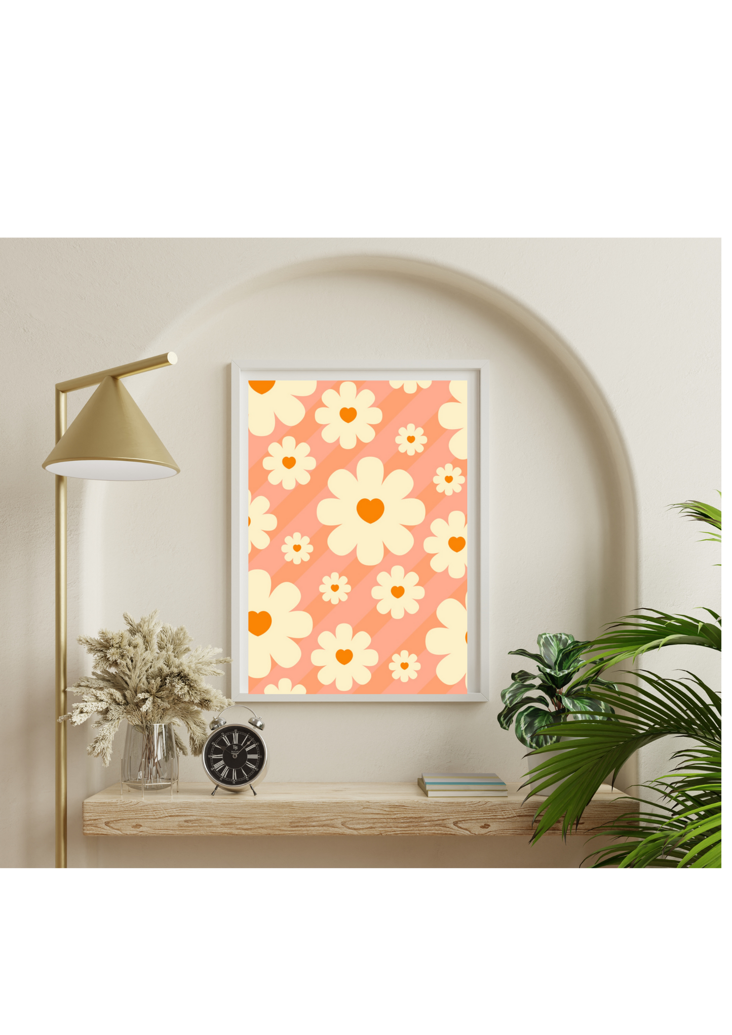 Pretty orange flowers funky digital download wall print