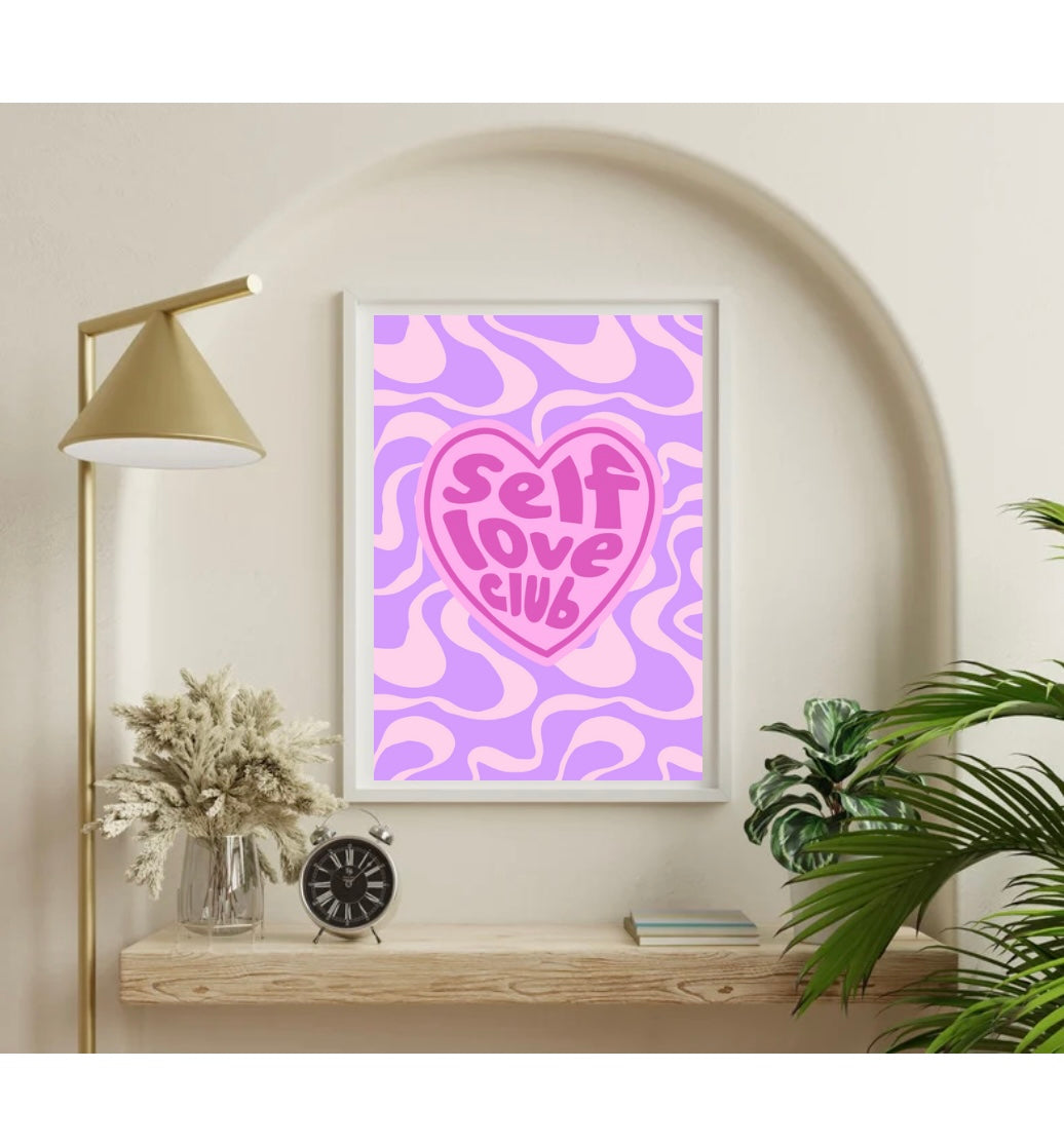 Self love club funky digital download wall print