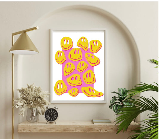 Melted smiley funky digital download wall print